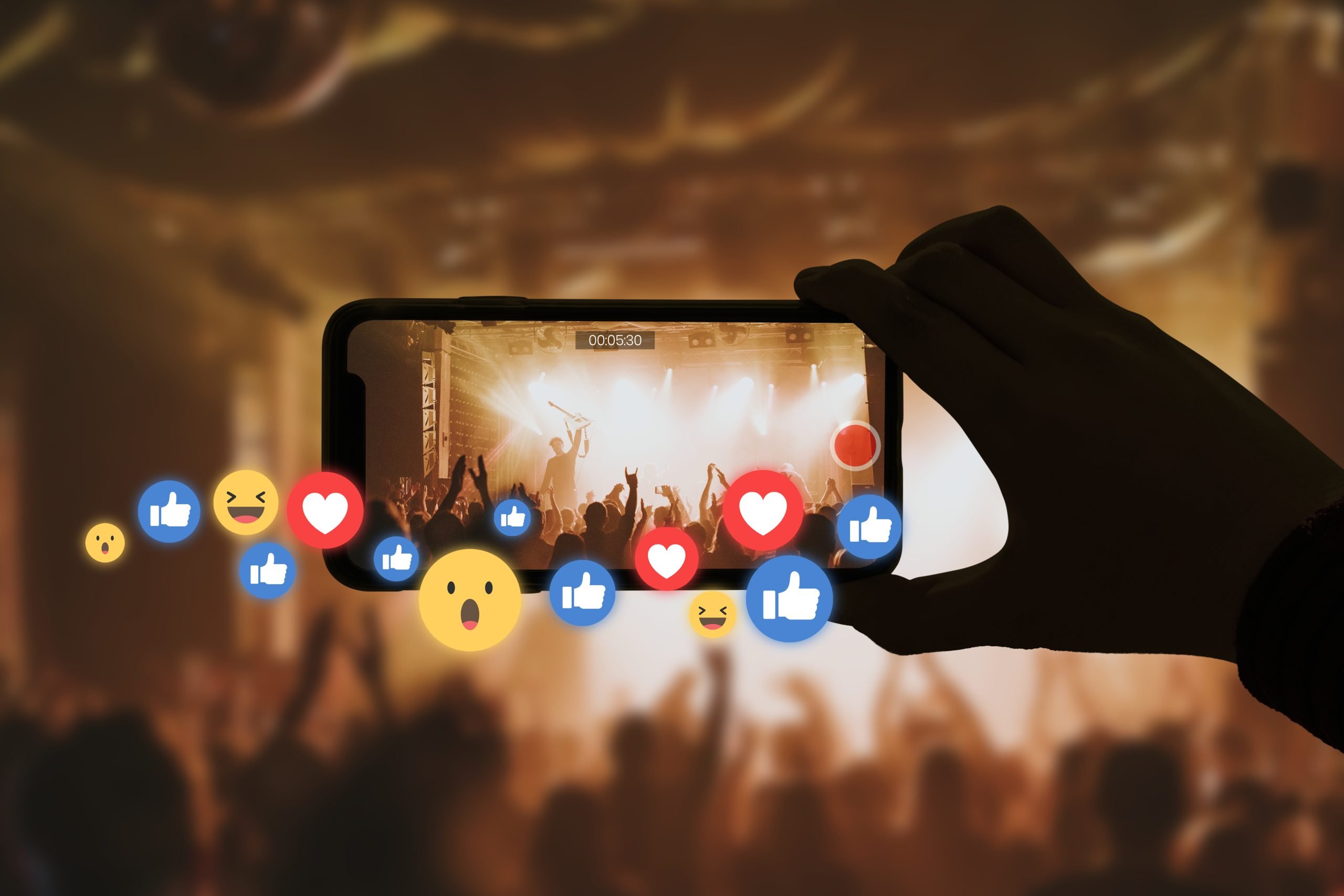 live streaming concert voor online sociale media met publiek rea